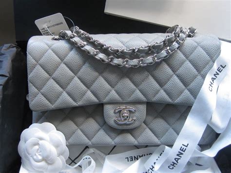 chanel caviar grey|Flap Bags .